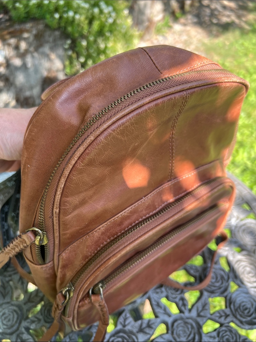 Tommy Bahama Brown Leather Backpack - Picture 11 of 16